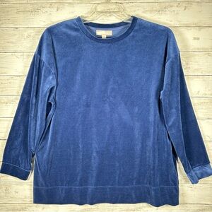 Woman Within Long Sleeve Velour Blue Tunic Top 18/20 L